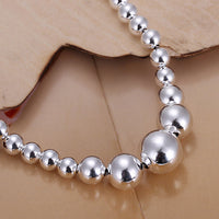 Women Sterling Silver Plated  Bracelet Hollow Beads Balls 8 Inches 12MM Lobster L47