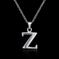 Sterling Silver Plated Necklace Women Pendant Initial Letter Alphabet B375