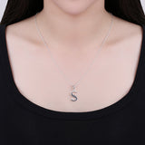 Sterling Silver Plated Necklace Women Pendant Initial Letter Alphabet B375