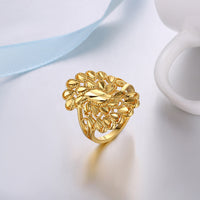 Yellow Gold Plated Ring Fashion Cocktail Flower B481