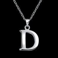 Sterling Silver Plated Necklace Women Pendant Initial Letter Alphabet B375