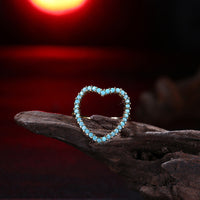 Yellow Gold Black Gunmetal Plated Kallaite Ring Heart Blue B492