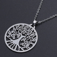 Stainless Steel Pendant Necklace Lobster Clasp Tree Silver Gold 17.71" 1.5mm P87