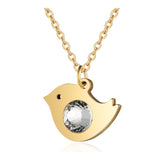 Stainless Steel Pendant Necklaces Rhinestone Chains Bird Silver Gold 15.7" P666