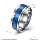 Stainless Steel Mens Band Carbon Fiber Silver Black Blue Ring B556