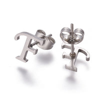 Stainless Steel Set Stud Earring Pendant Necklace Alphabet Letter 17.7" P495