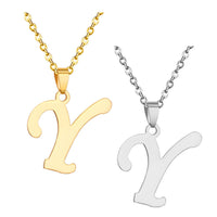 Stainless Steel Women's Unisex 18 Inch Necklace Pendant Letter Lobster Clasp S2