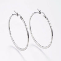 Stainless Steel Hoop Earrings Stainless Steel Gold Silver 1.8" Inch 1mm P205