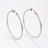 Stainless Steel Hoop Earrings Stainless Steel Gold Silver 1.8" Inch 1mm P205