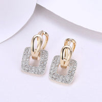 Platinum Plated Earrings  Drop Dangle AAA Zirconia Latch Back Clasp L577