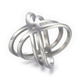 Stainless Steel Ring Wide Band Rings Criss Cross Ring Gold Silver Z678