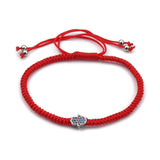 Adjustable Nylon Braided Stainless Steel Bracelet Hamsa Fatima Black Red Z149