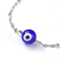 Handmade Evil Eye Beaded Bracelet Stainless Steel Lobster White Adjustable Z126