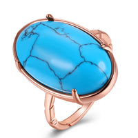 Rse Gold Platinum Plated Halo Ring Womens Kallaite Stone Blue B507