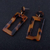 Ear Studs Alloy Cellulose Acetate(Resin) Rectangle Blue 50x20mm Pin 0.7mm  P573