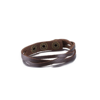 Leather Bracelet Beige  Orange Brown 8.5 Inches 13MM Push button L466