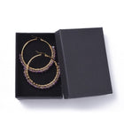 Hoop Earrings Stone Beads Gold Stainless Steel Hoop 50mm Pin 0.6x1mm  P602