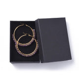 Hoop Earrings Stone Beads Gold Stainless Steel Hoop 50mm Pin 0.6x1mm  P602