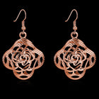 Yellow Rose Gold Plated Earrings Flower Chadelier Fish Hook Clasp L652