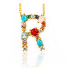 Zirconia Initial Pendants Necklaces Cable Chains Alphabet Letter Adjustable P663