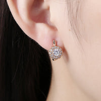 Platinum Plated Earrings  Hoop Huggies AAA Zirconia Latch Back Clasp L582