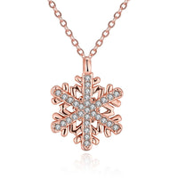 Rose Platinum Plated Necklace Pendant Snow Flake 20 Inches 1MM Lobster B129