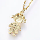 Stainless Steel Pendant Necklace Cubic Zirconia Girl Boy Gold 18" Z486