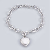 Stainless Steel Pendant Bracelet Chains Lobster Clasp Heart Gold 7.8" 7mm P249