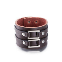 Leather Bracelet  9 Inches 49MM Push button L444