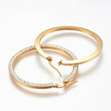Stainless Steel Hoop Earrings Polymer Clay Rhinestone Gold 1.4" Up To 2.3" P595