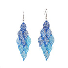 Dangle Earrings Earring Hooks Leaf Gray Blue Green Black 60x27mm P352