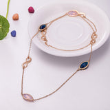 Yellow Gold Plated Necklace Chain  AAA Zirconia Blue Lobster Clasp B390