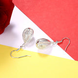 Yellow Gold Platinum Plated Earrings Drop Dangle Fish Hook Clasp L640