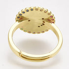 Cubic Zirconia Ring Enamel  Moon Star Blue Red White Size 7 Adjustable 17mm P442
