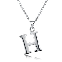 Sterling Silver Plated Necklace Women Pendant Initial Letter Alphabet B375