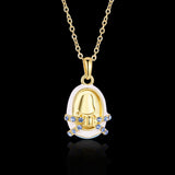 Yellow Gold Plated Necklace Pendant  AAA Zirconia  Lobster Clasp B178