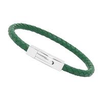 Unisex Men's Genuine Leather Stainless Steel Magnetic Clasp Bracelet Green