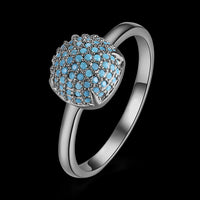 Yellow Gold Black Gunmetal Plated Halo Fashion Ring Kallaite Blue B494