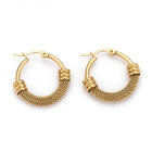 Stainless Steel Mesh Hoop Earrings Hypoallergenic Gold Z327
