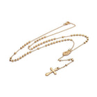 304 Stainless Steel Rosary Bead Necklace Easter Cross Virgin Mary Gold 21"  A387