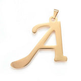 Stainless Steel Pendant 2" Earrings Necklace 17.7" Set Alphabet Letter Gold P814