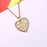 Yellow Gold Platinum Plated Necklace Women's Pendant Heart Lobster Clasp B281