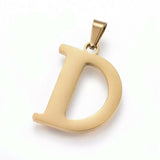 Stainless Steel Pendant 1.2" Earrings Necklace 17.7" Alphabet Letter Gold P813