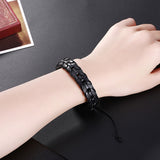 Leather Bracelet Adjustable Size Handmade 14MM Black Brown Lace Up Clasp L474