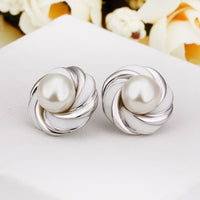 White Gold Pearl Epoxy Stud Earrings L68