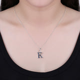 Sterling Silver Plated Necklace Women Pendant Initial Letter Alphabet B375