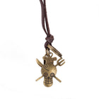 Genuine Leather Necklace Unisex Pendant Skull Adjustable Size Slide Clasp B487