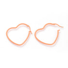 Stainless Steel Hoop Earrings Heart Purple Green Pink Yellow 1.5" To 2.2" P575