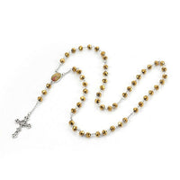 Pendant Necklace Stainless Steel Rosary Beaded Crucifix Cross Silver 27.5" P114