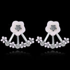 Yellow Gold Platinum Plated Earrings Drop Dangle AAA Zirconia  Stud Clasp L827